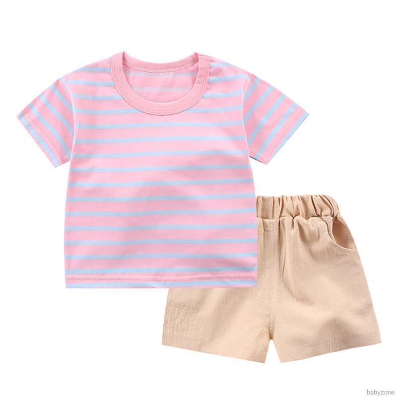 Summer Baby Boys Short-sleeved Shorts Striped Two-piece Suit
