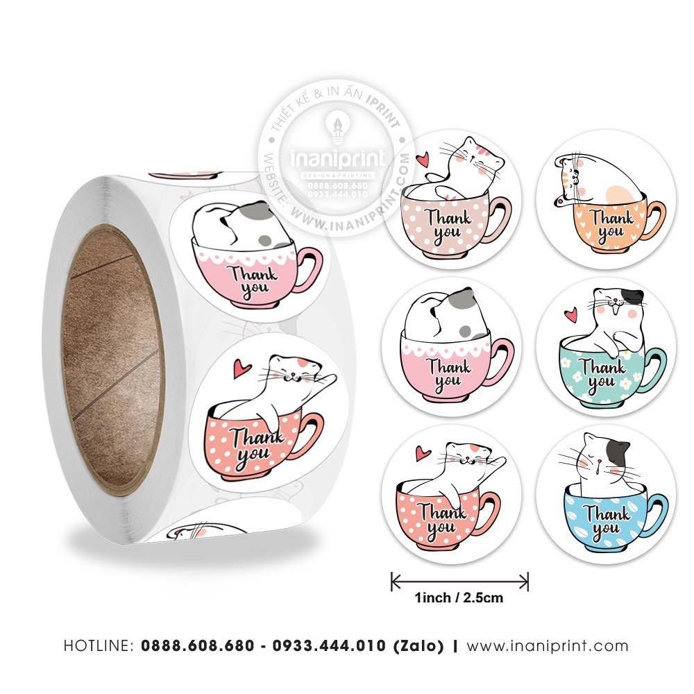 STICKER CUỘN 500 TEM - STICKER CẢM ƠN DÀNH CHO SHOP BÁN HÀNG - STICKER CUTE