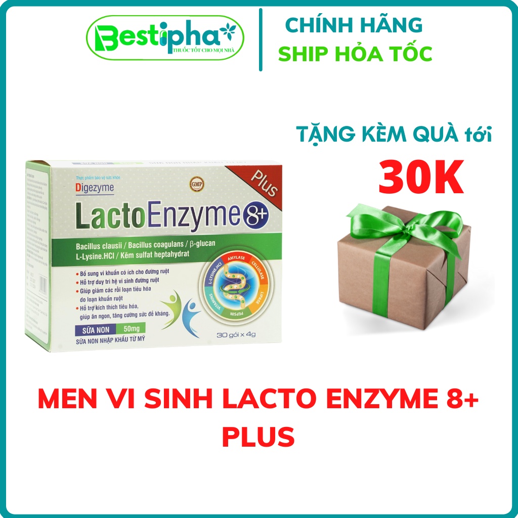 Lacto Enzyme 8+ Plus men vi sinh cho trẻ nhỏ Hộp 30 gói
