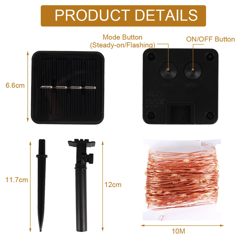 POWER Dây Đèn Led Năng Lượng Mặt Trời Chống Thấm Nước 2020 Trang Trí Giáng Sinh