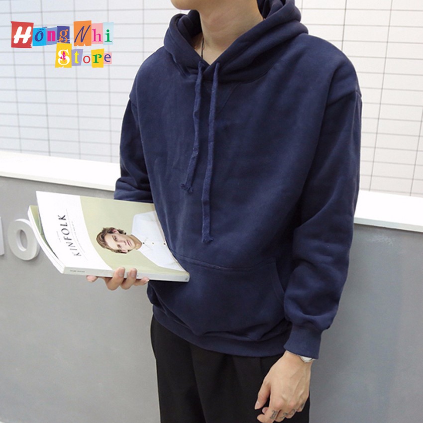 Áo Hoodie Trơn Cao Cấp Màu Xanh Đen Đậm - Hoodie Basic Unisex Form Rộng Nam Nữ - MM