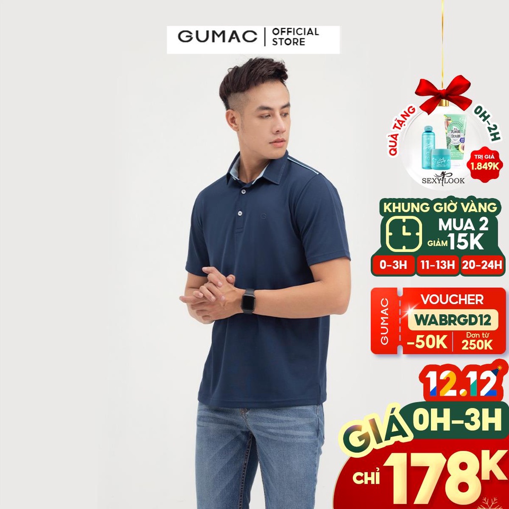 [Mã WABRGD12 giảm 10% đơn 250K] Áo polo nam thêu chữ GUMAC lịch lãm trẻ trung ATNB897