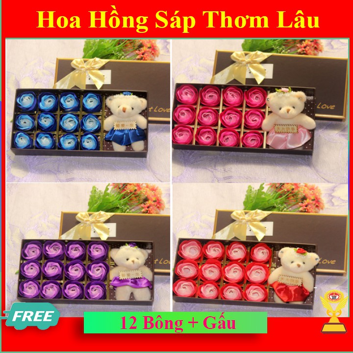 Hoa Hồng Sáp Thơm Tươi Vĩnh Cửu Tặng Hộp Đựng Sang Trọng (4 Màu)