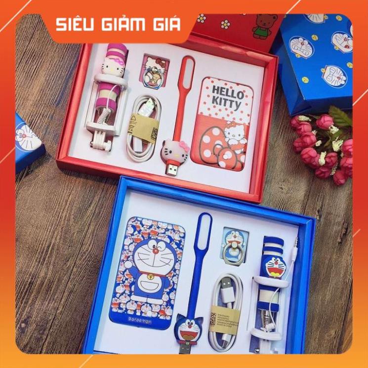 BỘ COMBO SẠC DỰ PHÒNG ĐÁNG YÊU HÌNH DOREMON – HELLO KITTY-MS14