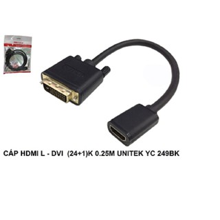 Cáp Chuyển Đổi HDMI L -DVI (24+1) K 0.25M UNITEK Y-C249BK