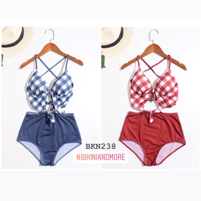 [BKN238] &lt;HÀN&gt; BODYSUIT CARO ĐỎ/XANH KIỂU HÀN (CÓ GỌNG)