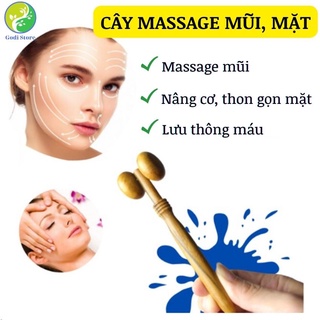Cây Lăn Mặt, Mũi Bằng Gỗ - Con Lăn Mát Xa Gỗ 2 Bánh Xe Lăn Giúp Massage Mặt, Mũi và Body Hiệu Quả Tại Nhà - G77