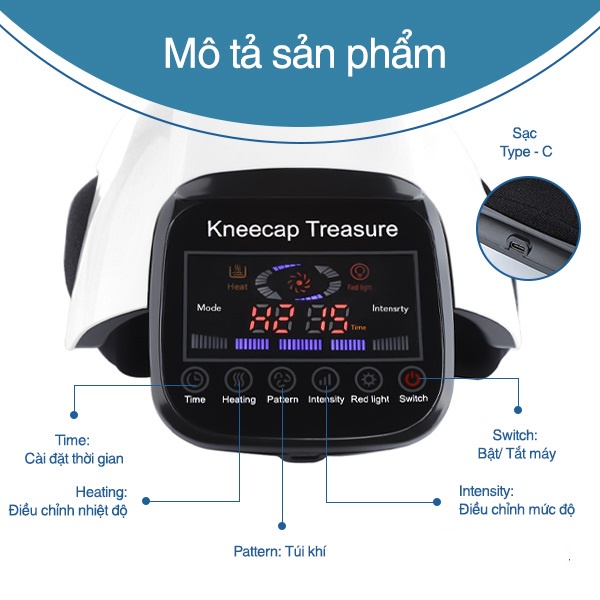 Máy massage đầu gối hồng ngoại , với chế độ sưởi nóng và chế độ massage giúp giảm đau khớp gối