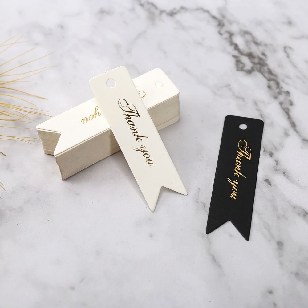 100 Tấm tag 2x7cm in chữ Thank You treo trang trí độc đáo