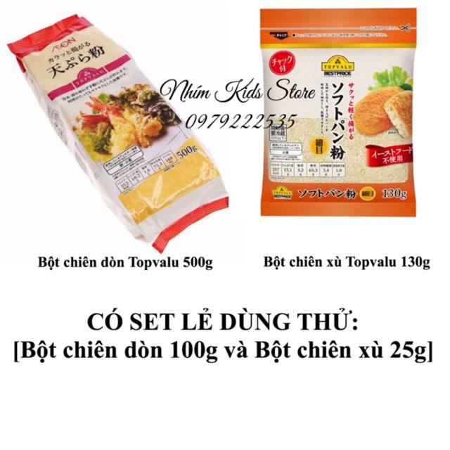 Bột chiên xù Topvalu Nhật 130g và Bột chiên giòn Topvalu 500g