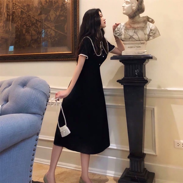 [Mã WAMT1505 giảm 10K đơn 0K] {Order bigsize,M-4Xl}Váy tiểu thư cổ đính hạt sang trọng | BigBuy360 - bigbuy360.vn