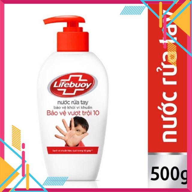 Nước rửa tay Lifebuoy Bảo vệ vượt trội 10 chai 500g