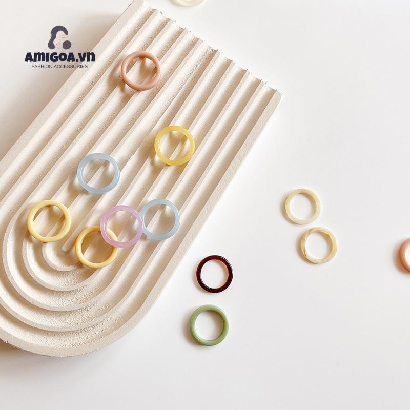 Nhẫn Nhựa Resin Mini 17mm Nhiều Màu Sắc