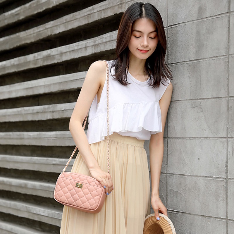 IELGY Túi Đeo Vai Họa Tiết Hình Thoi Thời Trang Cho Nữ