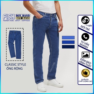 Quần jean nam chất bò ống suông trung niên trơn đẹp cao cấp big size FF29A