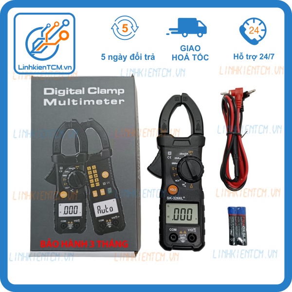 Ampe kìm kỹ thuật số SK-3266L DT-3266L hỗ trợ đo NVC đồng hồ kẹp dòng đa năng tự động điều chỉnh thang đo