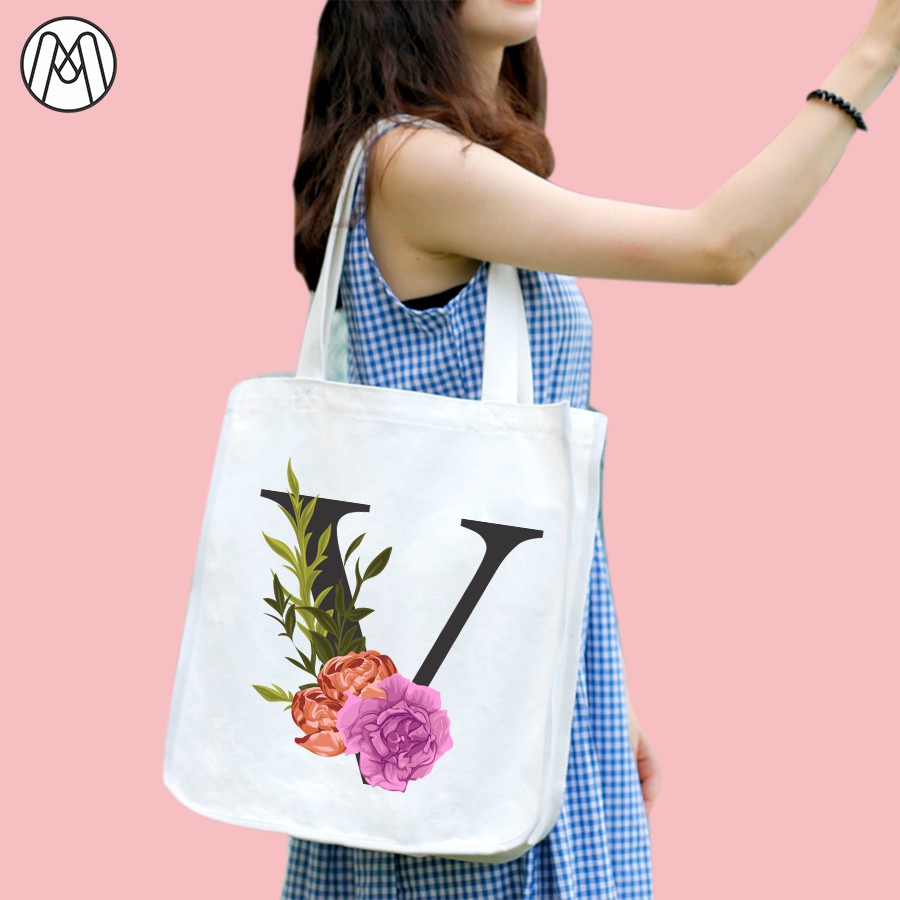 Túi vải canvas tote genz trơn đeo vai đi học giá rẻ in hình theo yêu cầu chất vải mềm mịn dày dặn