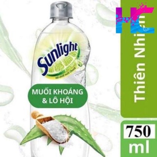 Nước rửa chén Sunlight Extra thiên nhiên muối khoáng và lô hội chai 725ml