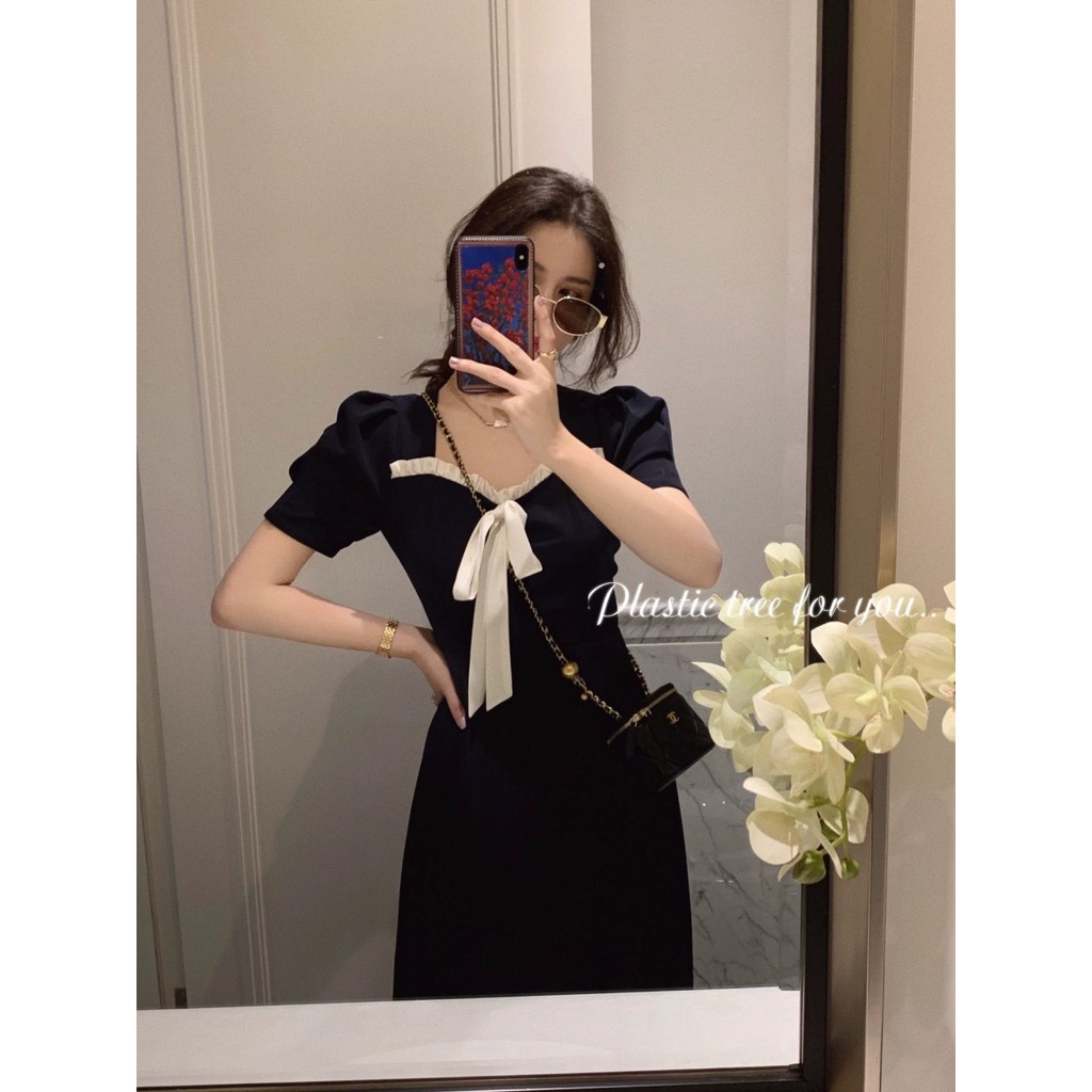 Đầm Nữ Umi Phối Voan Kiếng Cột Nơ Cổ Trẻ Trung Phong Cách | BigBuy360 - bigbuy360.vn