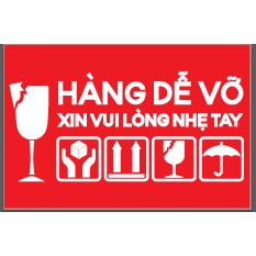 DECAL - TEM -  NHÃN HÀNG DỄ VỠ 100 TEM - KT: 60x40mm, 75x100mm - DẠNG TỜ
