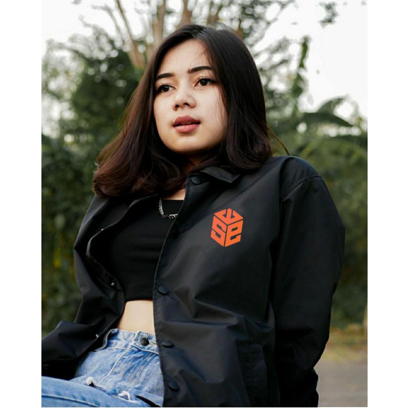 Áo khoác dù SWE Cube Nam Nữ Ulzzang Form Rộng Cổ Bẻ Dù 2 Lớp Jacket SmileZ