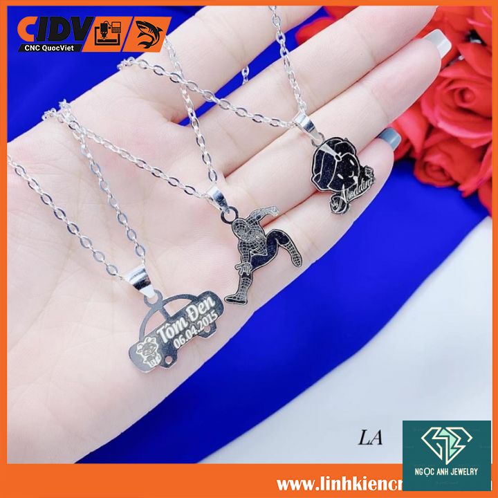 Dây chuyền bạc, vòng cổ bạc  cho bé trai ,mặt khắc tên ,mẫu ngộ nghĩnh khắc tên miễn phí -g250