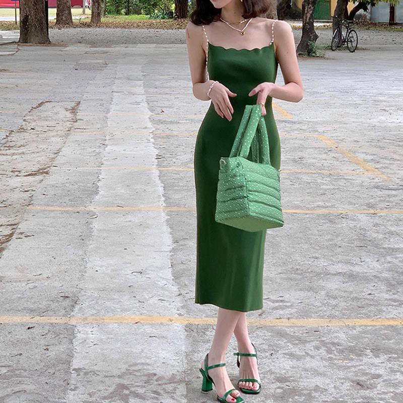 Đầm Ôm Hai Dây Đính Ngọc Trai Thời Trang Hè 2021 Cho Nữ | BigBuy360 - bigbuy360.vn