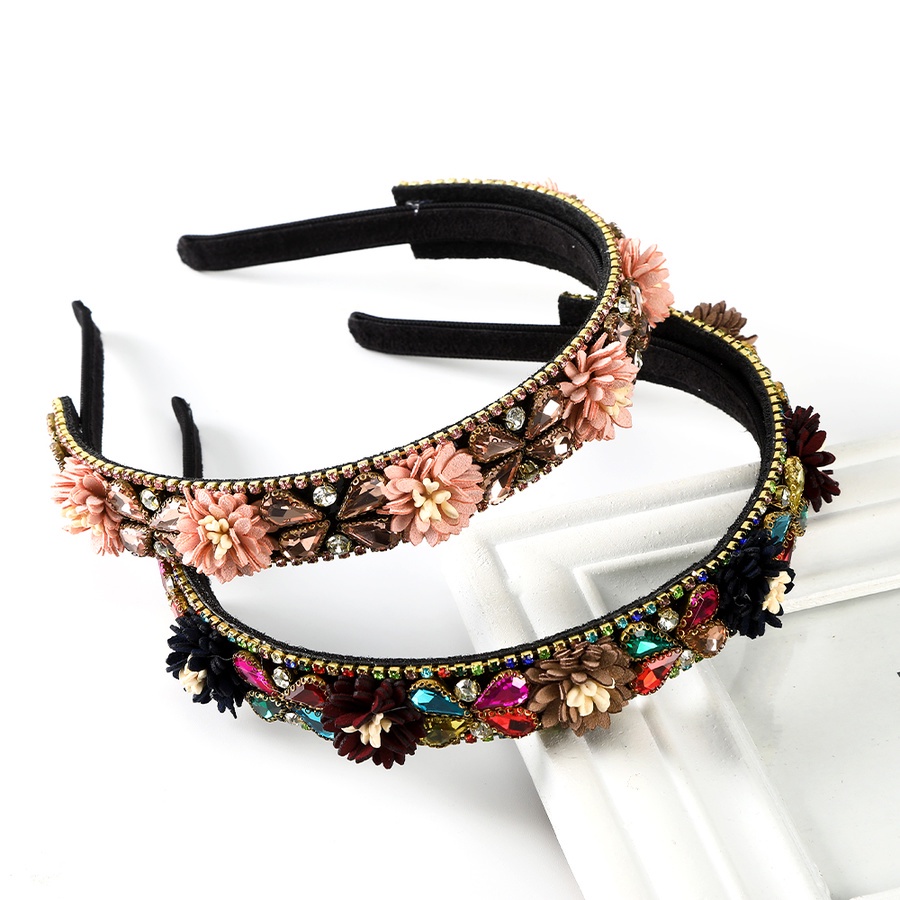 Băng Đô Cài Tóc Đính Đá Pha Lê Phong Cách Retro Hàn Quốc Cho Nữ