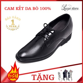 Giày công sở nam buộc dây tăng chiều cao nam da bò tăng chiều cao 6cm