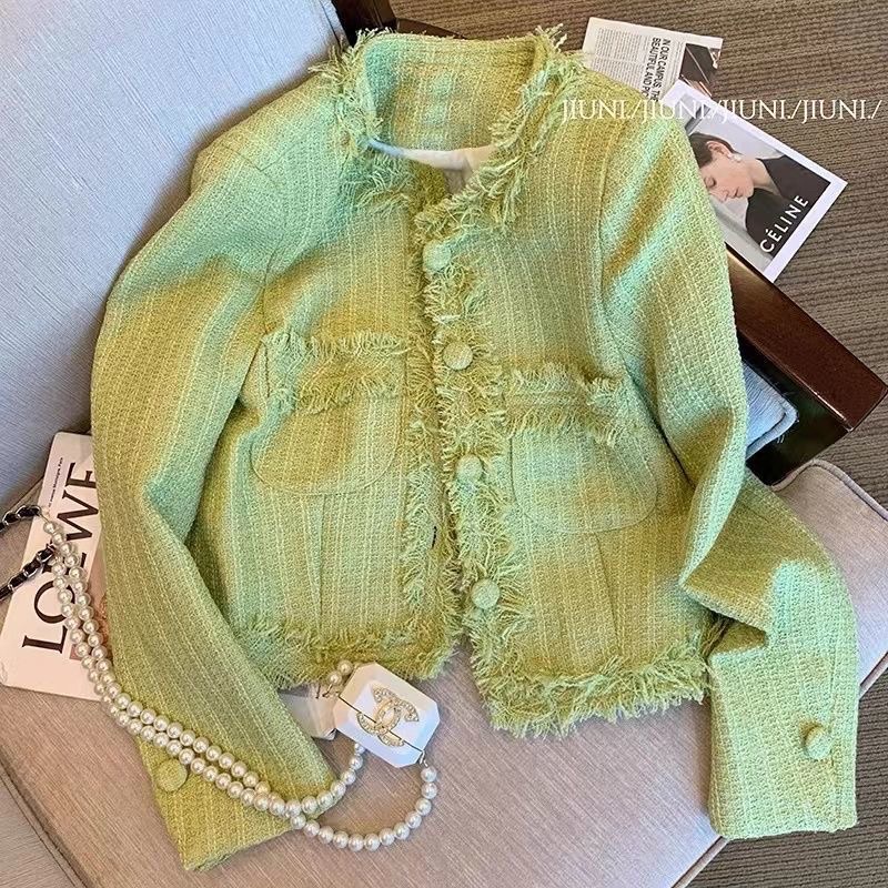 Áo khoác dạ tweed xanh cốm dáng lửng (ảnh tự chụp)SẴN