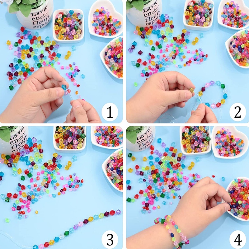 Bộ 100 Hạt Pha Lê Lấp Lánh 4mm Dùng Làm Trang Sức Thủ Công
