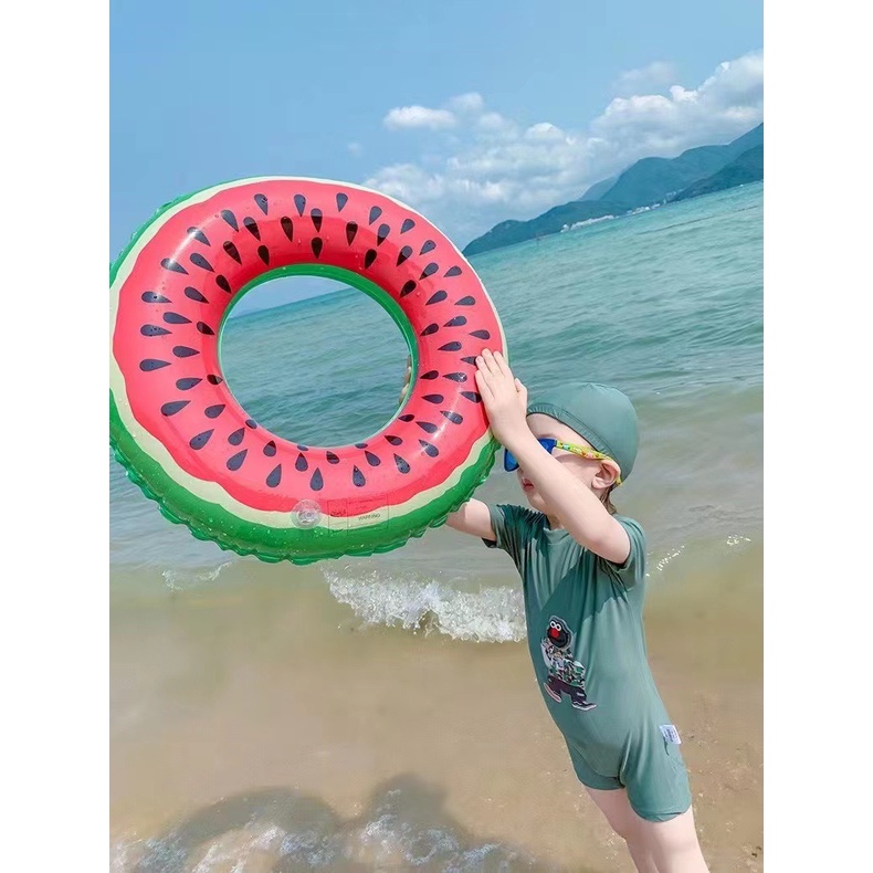 Phao Bơi Tròn Dưa Hấu Cho Bé (Tặng miếng keo dán phao) - Phao Bơi Trẻ Em-Phao Bơi Cho Bé Gái