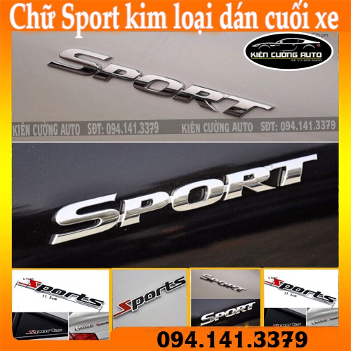 Chữ Sport kim loại dán cuối xe