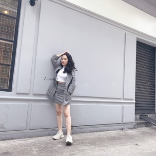Set vest caro phối chân váy Lovi