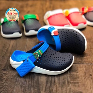 Dép sục bé trai Cross Literide màu navy lót blue, tặng 10 sticker