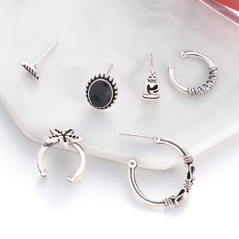 Set 6 khuyên tai nữ kiểu dáng đa dạng phong cách bohemian cá tính thời trang