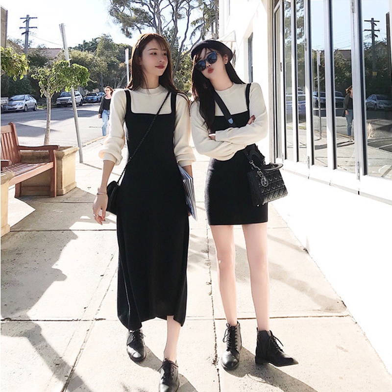 Đầm SUXI dệt kim tay dài phong cách thời trang xinh xắn cho nữ