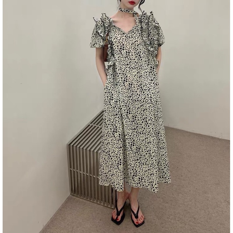 Đầm nữ tay ngắn chấm bi cách điệu thời trang nữ ⚡️ | BigBuy360 - bigbuy360.vn