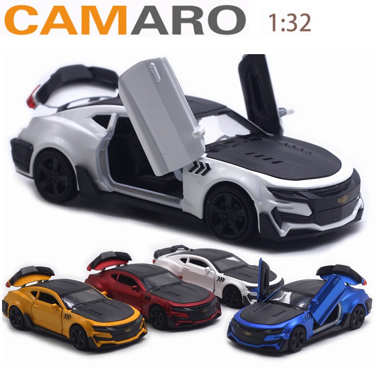 Xe mô hình ô tô Chevrolet Camaro 1:32 đồ chơi trẻ em xe chạy cót có âm thanh và đèn sáng