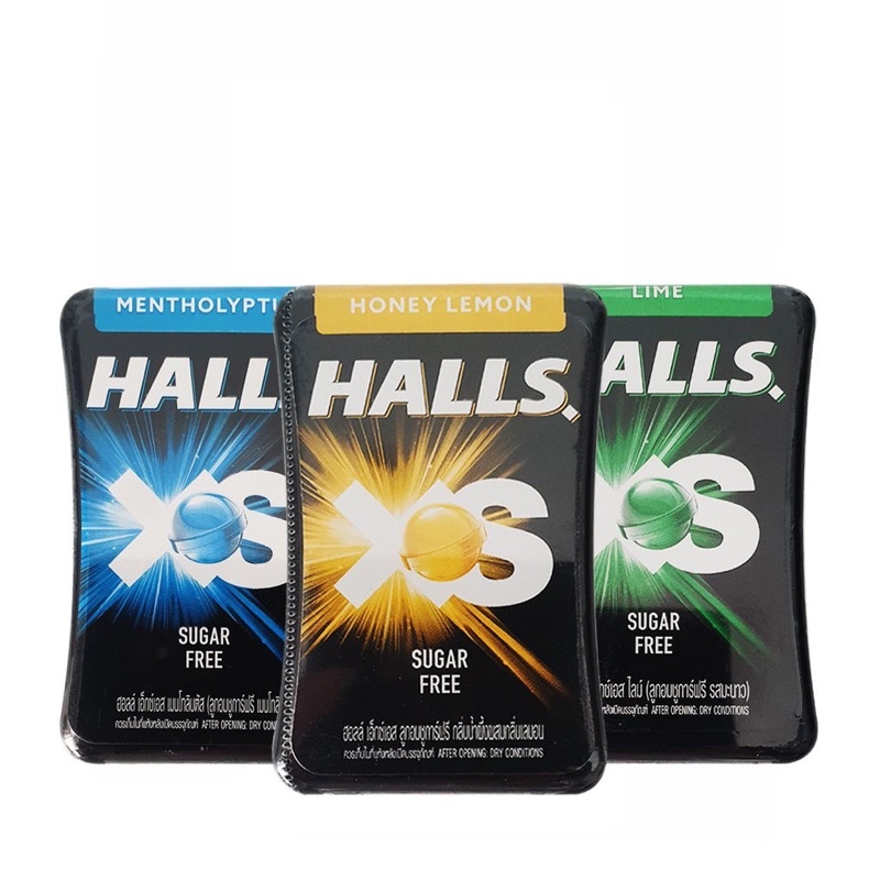 Kẹo ngậm Halls Xs 4 vị RedBulls, bạc hà, chanh, chanh mật ong