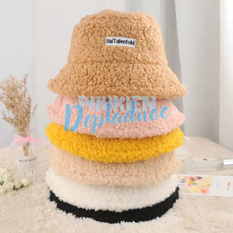 Mũ bucket, nón tai bèo vành tròn, nón lông cừu kiểu dáng Hàn Quốc nam nữ
