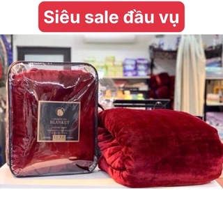 Chăn lông thỏ blanket loại dày có túi đựng