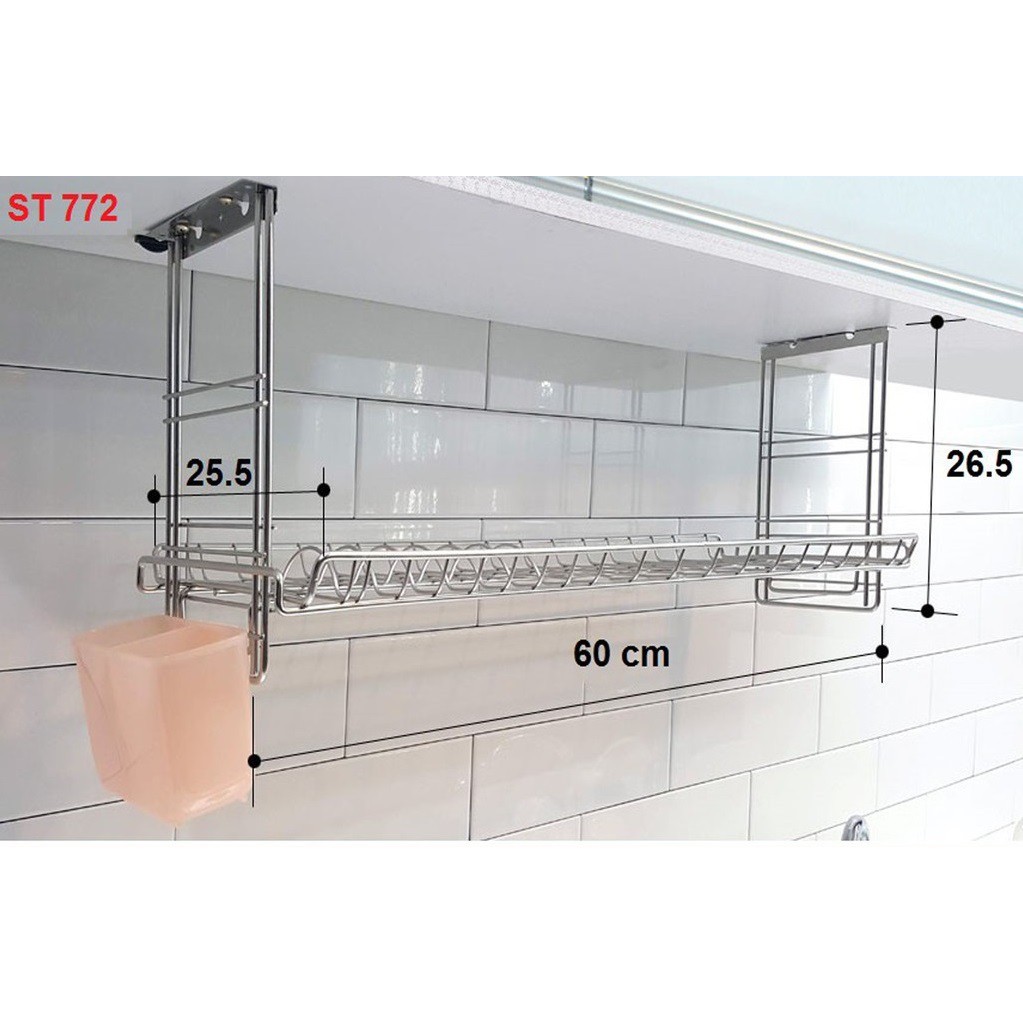 Kệ treo chén bát nhà bếp ST_772 inox cao cấp StaAmi Hàn Quốc (60 x 25.5 x 26.5)cm
