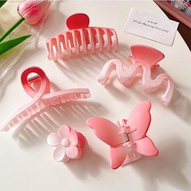 Set 5 Kẹp Tóc Càng Cua Màu Hồng Dễ Thương Jussy Fashion Kiểu Kẹp Tóc Hàn Quốc Nhiều Mẩu Đẹp Đựng Túi Zip