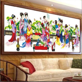 Tranh thêu chữ thập phong cảnh 12 cô Tiên mn0129 (200*85)