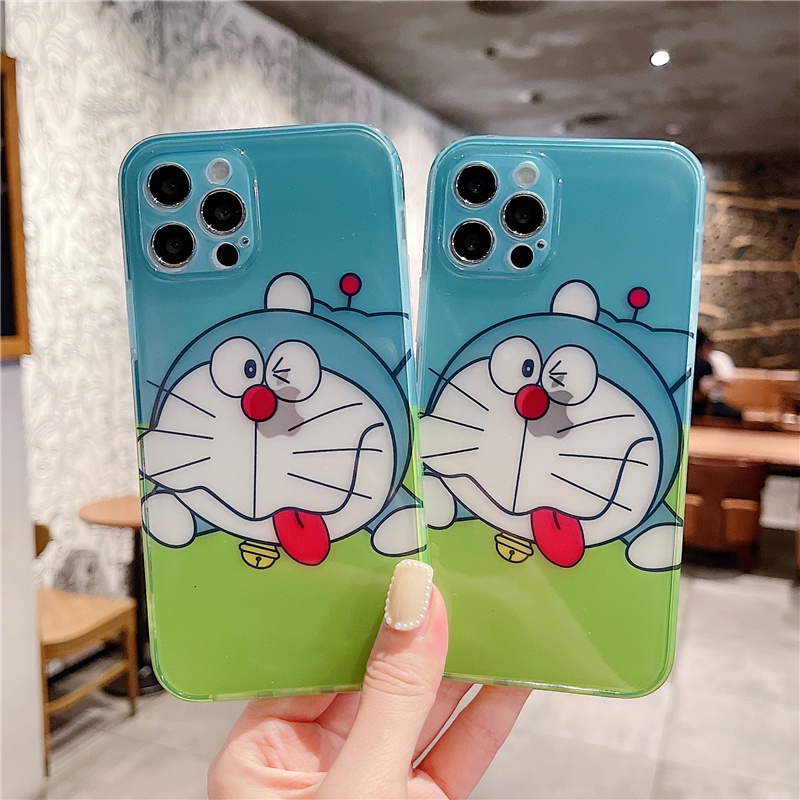 iPhone 11 12 Pro Max 6 6S Plus 7 8 Plus X Xs Max SE 2020 Casing All-inclusive translucent side pattern Doraemon Doraemon TPU Cover Case