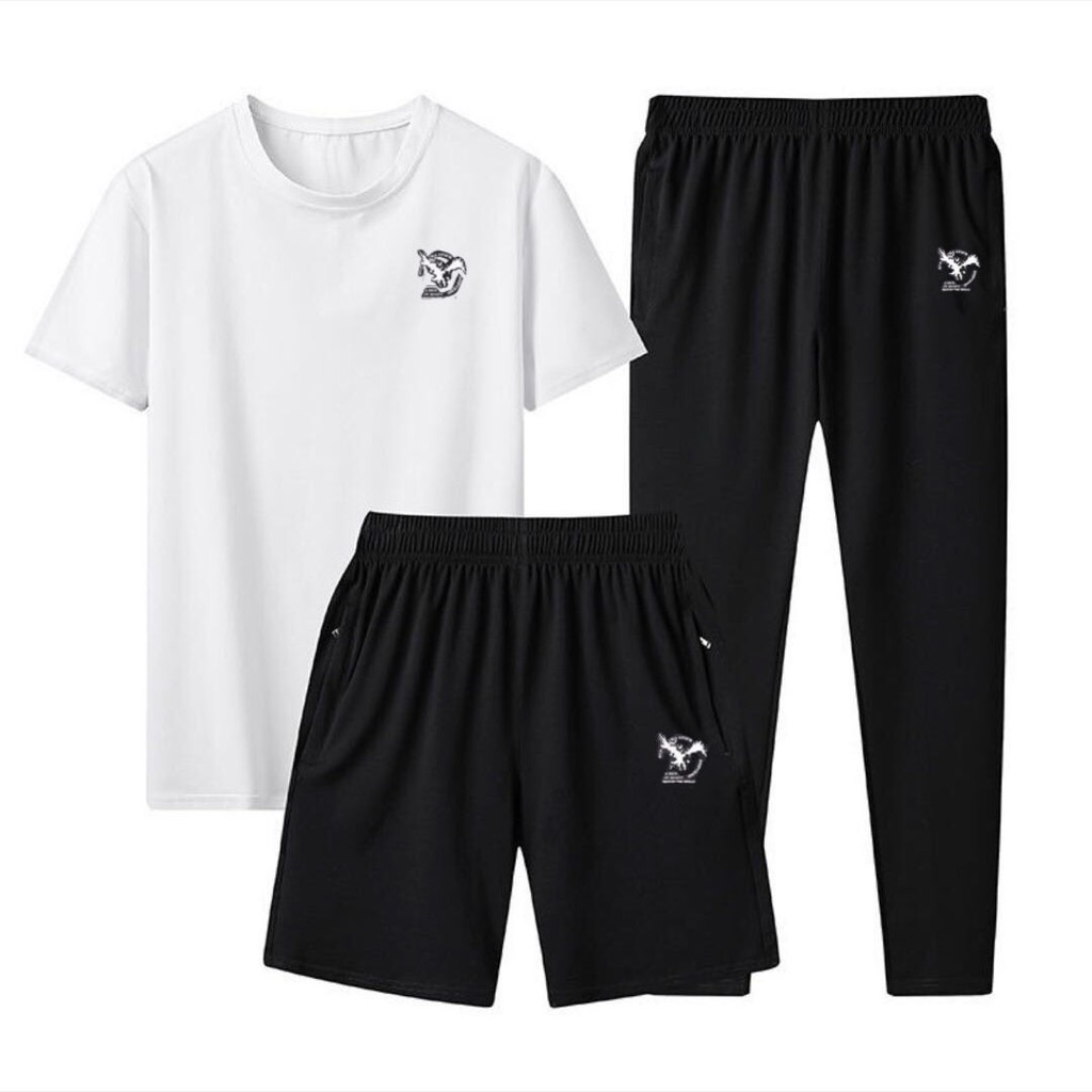 Đồ bộ/ Đồ mặc nhà❡♈Bộ đồ thường ngày ba mảnh Xia Bingsi quần short ngắn tay thoáng khí và thể thao dành cho người