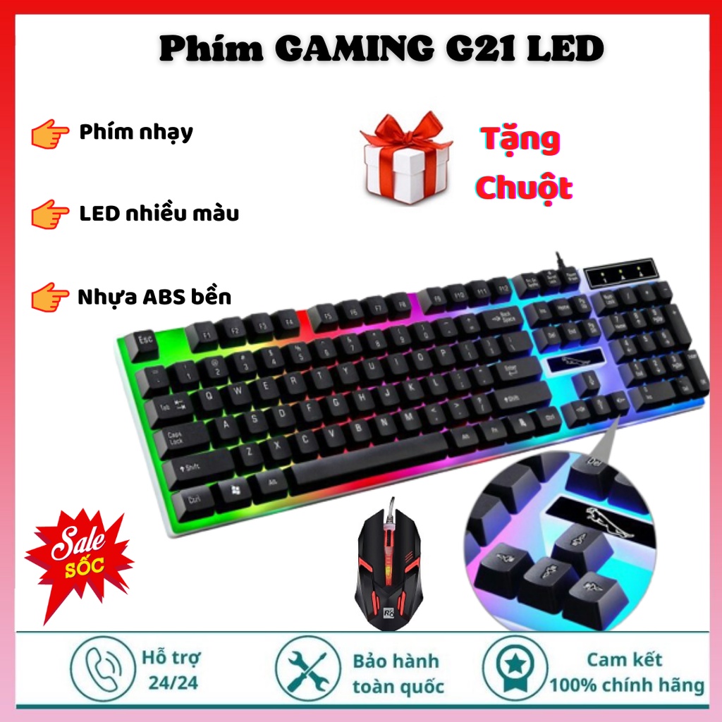 Bàn phím máy tính Gaming G21 - Bàn phím Nhanh nhạy chuyên cho các Game thủ - Có đèn Led 7 màu cao cấp - Bảo hành 1 năm