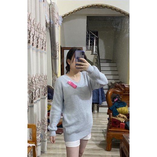 Áo len dáng dài trùm mông len ánh kim tuyến