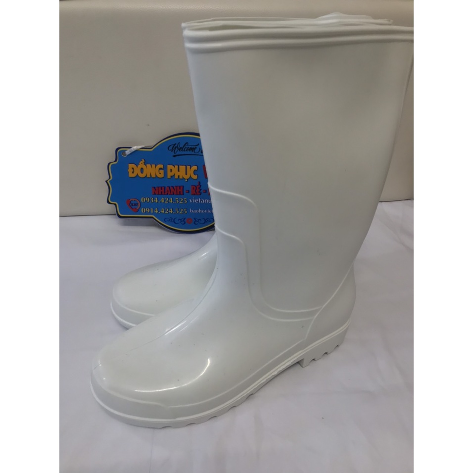 ☘Ủng Cao Su Trắng Cổ Cao Size đại 43- 100% Hình thật- xưởng sản xuất